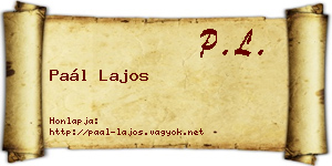 Paál Lajos névjegykártya